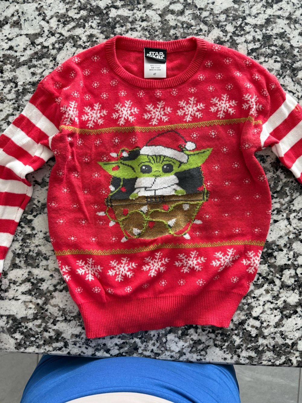 Star Wars Red & White Baby Yoda Festive Cat Sweater